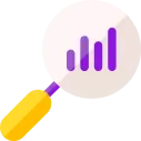 magnifying glass looking at graph